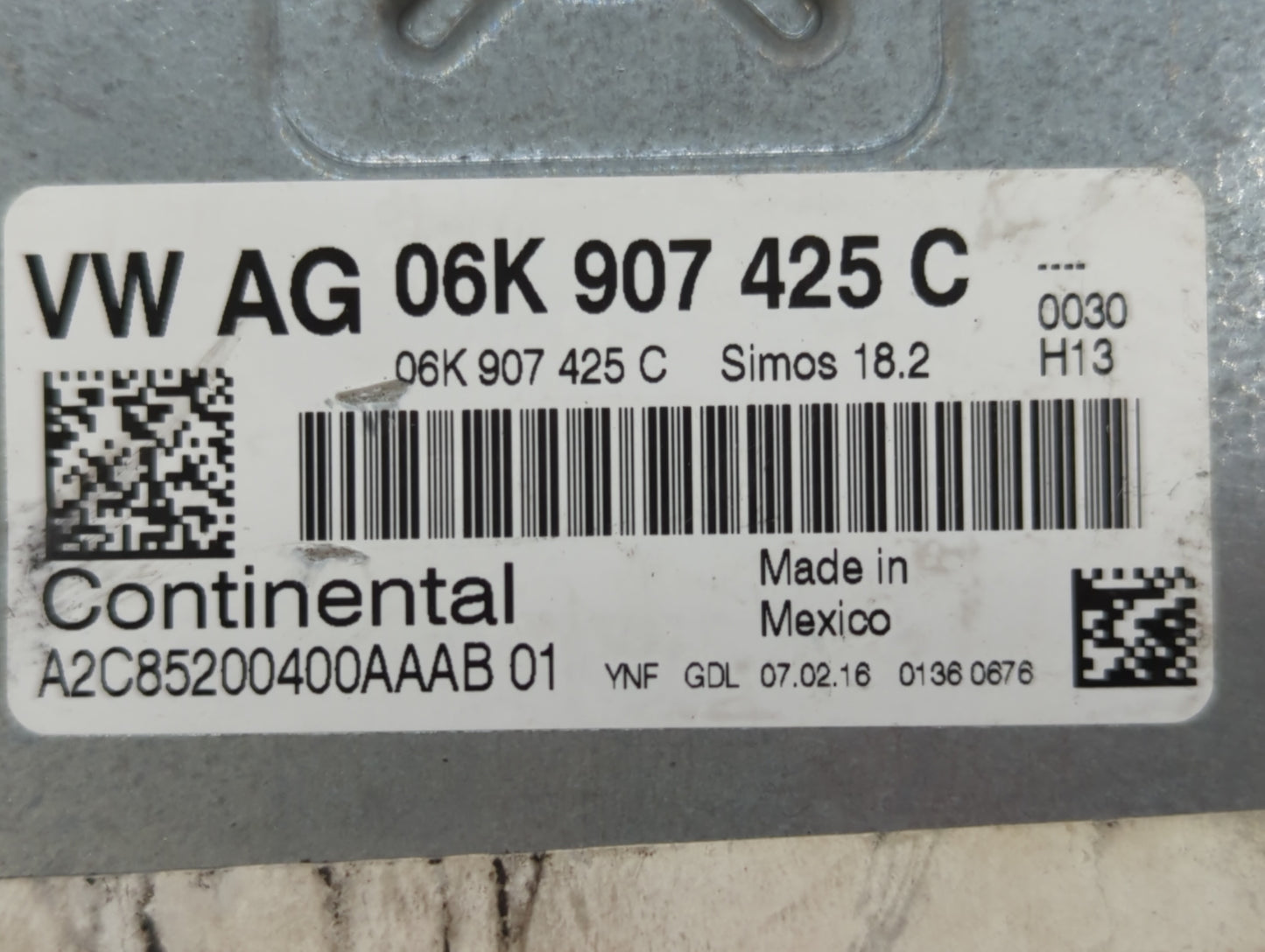 2015-2017 Volkswagen Jetta PCM Engine Control Computer ECU ECM PCU OEM P/N:09G 927 158 BC 06K 907 425 C Fits Fits 2015 2016 
