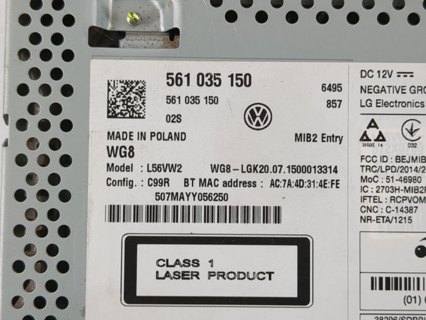 2016 Volkswagen Passat Radio AM FM Cd Player Receiver Replacement P/N:561 035 150 Fits Fits 2013 2014 2015 2017 OEM Used Aut