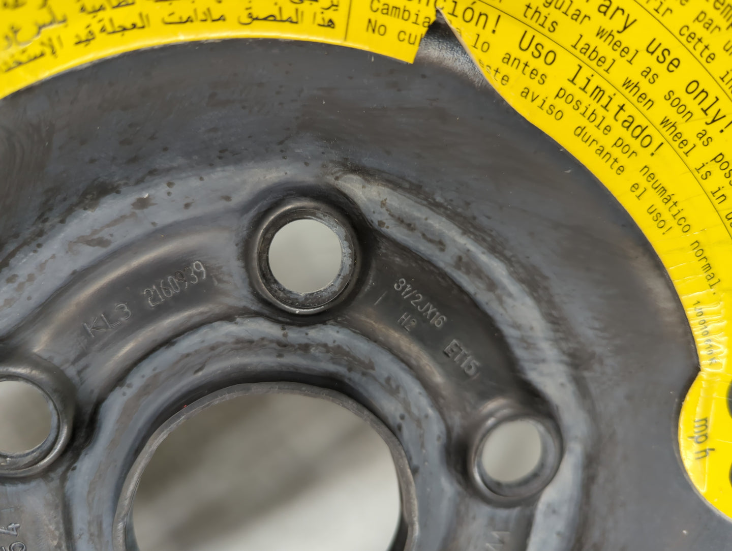 2009-2021 Volkswagen Passat Spare Donut Tire Wheel Rim Oem - Oemusedautoparts1.com