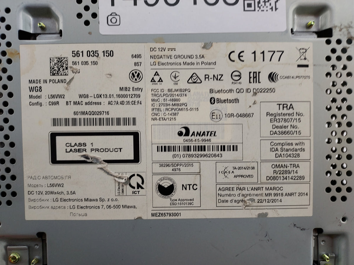 2016 Volkswagen Passat Radio AM FM Cd Player Receiver Replacement P/N:561035150 BEJMIB2PQ Fits Fits 2013 2014 2015 2017 OEM 