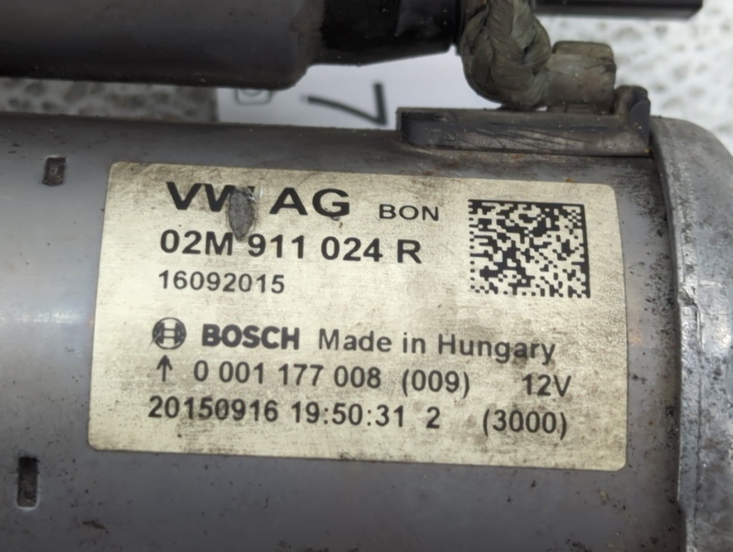 2014-2020 Volkswagen Passat Car Starter Motor Solenoid OEM P/N:02M 911 024 R Fits OEM Used Auto Parts - Oemusedautoparts1.co