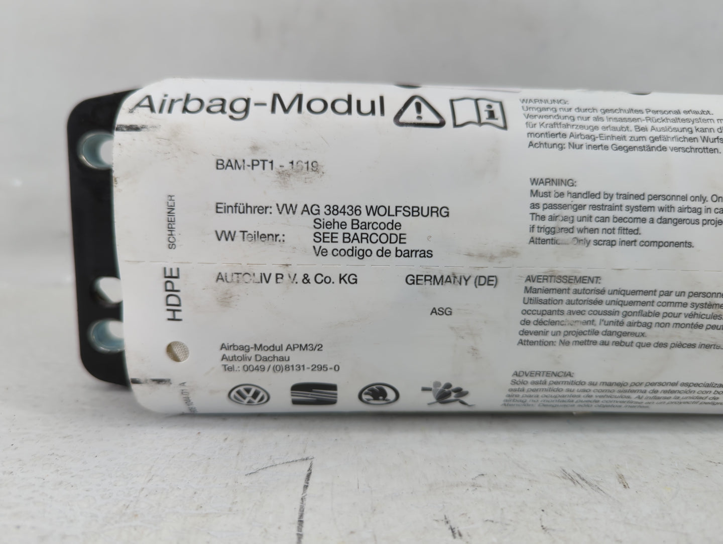 2011-2018 Volkswagen Tiguan Air Bag Passenger Right Dashboard Oem - Oemusedautoparts1.com