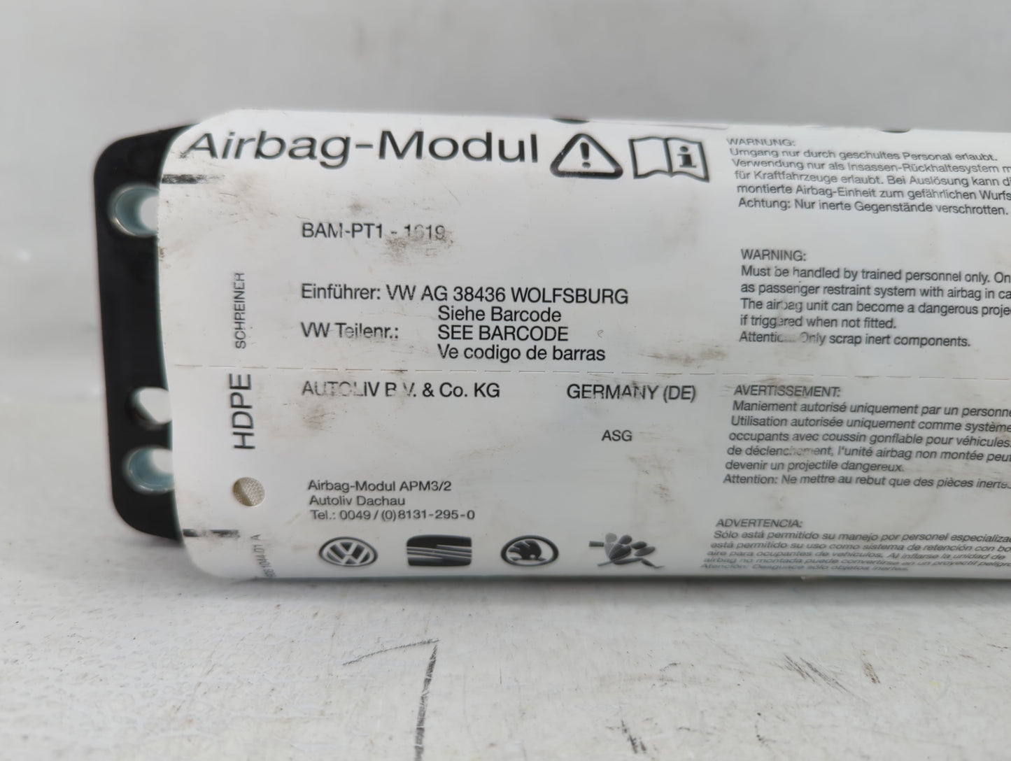 2011-2018 Volkswagen Tiguan Air Bag Passenger Right Dashboard Oem - Oemusedautoparts1.com