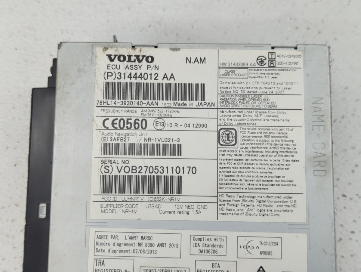 2016-2018 Volvo V60 Am Fm Cd Player Radio Receiver 440144 - Oemusedautoparts1.com