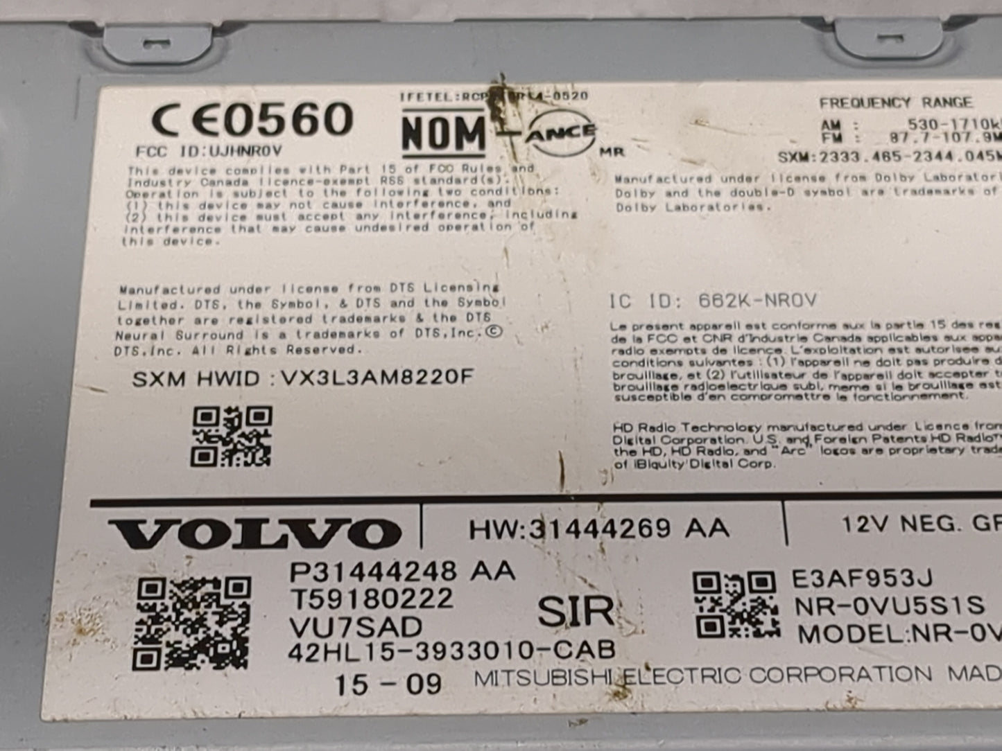 2016-2020 Volvo Xc90 Radio AM FM Cd Player Receiver Replacement P/N:UJHNR0V 662K-NR0V Fits Fits 2016 2017 2018 2019 2020 OEM