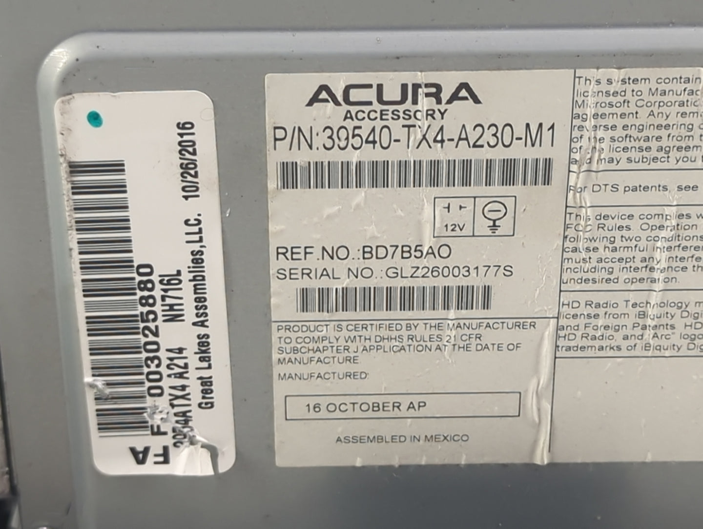 2017 Acura Rdx Information Display Screen 1494923 - Oemusedautoparts1.com
