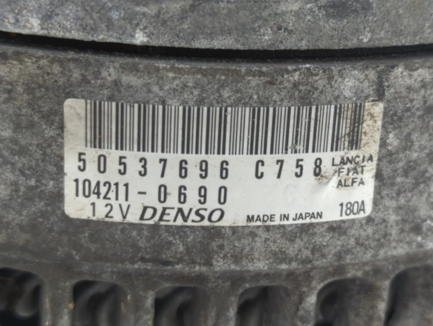 2017 Alfa Romeo Giulia Alternator Replacement Generator Charging Assembly Engine OEM P/N:104211-0690 50537696 Fits OEM Used 