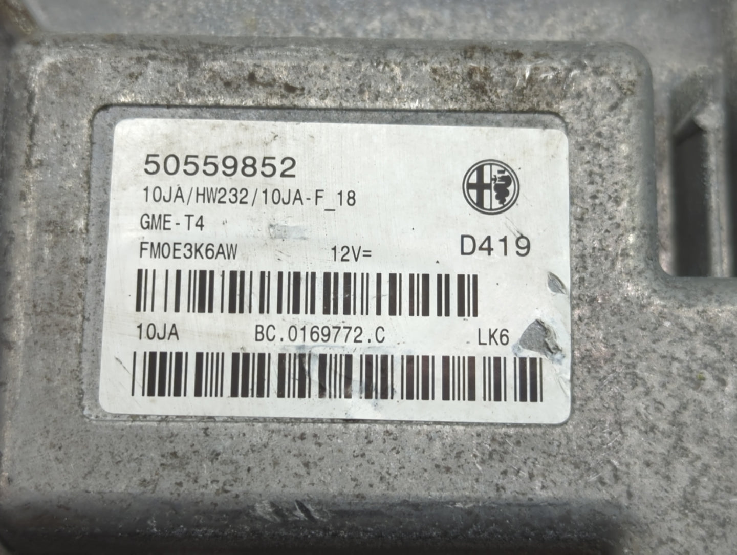2017 Alfa Romeo Stelvio PCM Engine Control Computer ECU ECM PCU OEM P/N:50559852 Fits OEM Used Auto Parts - Oemusedautoparts