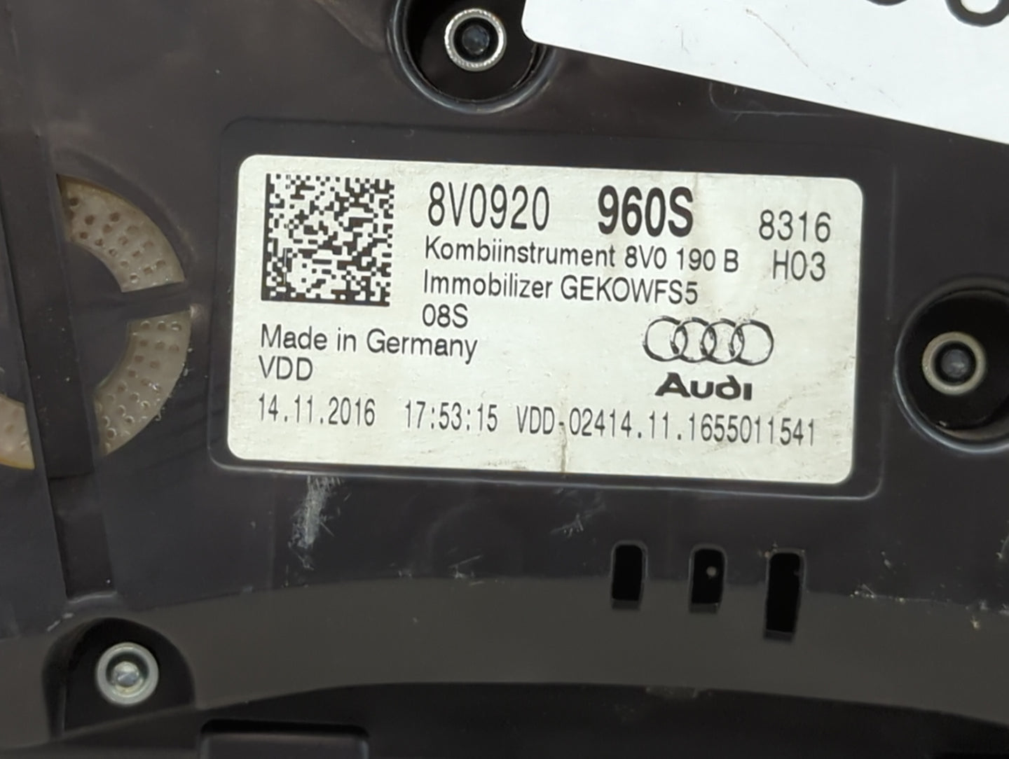 2017-2018 Audi A3 Instrument Cluster Speedometer Gauges P/N:8V0920 960S Miles: Fits Fits 2017 2018 OEM Used Auto Parts - Oem