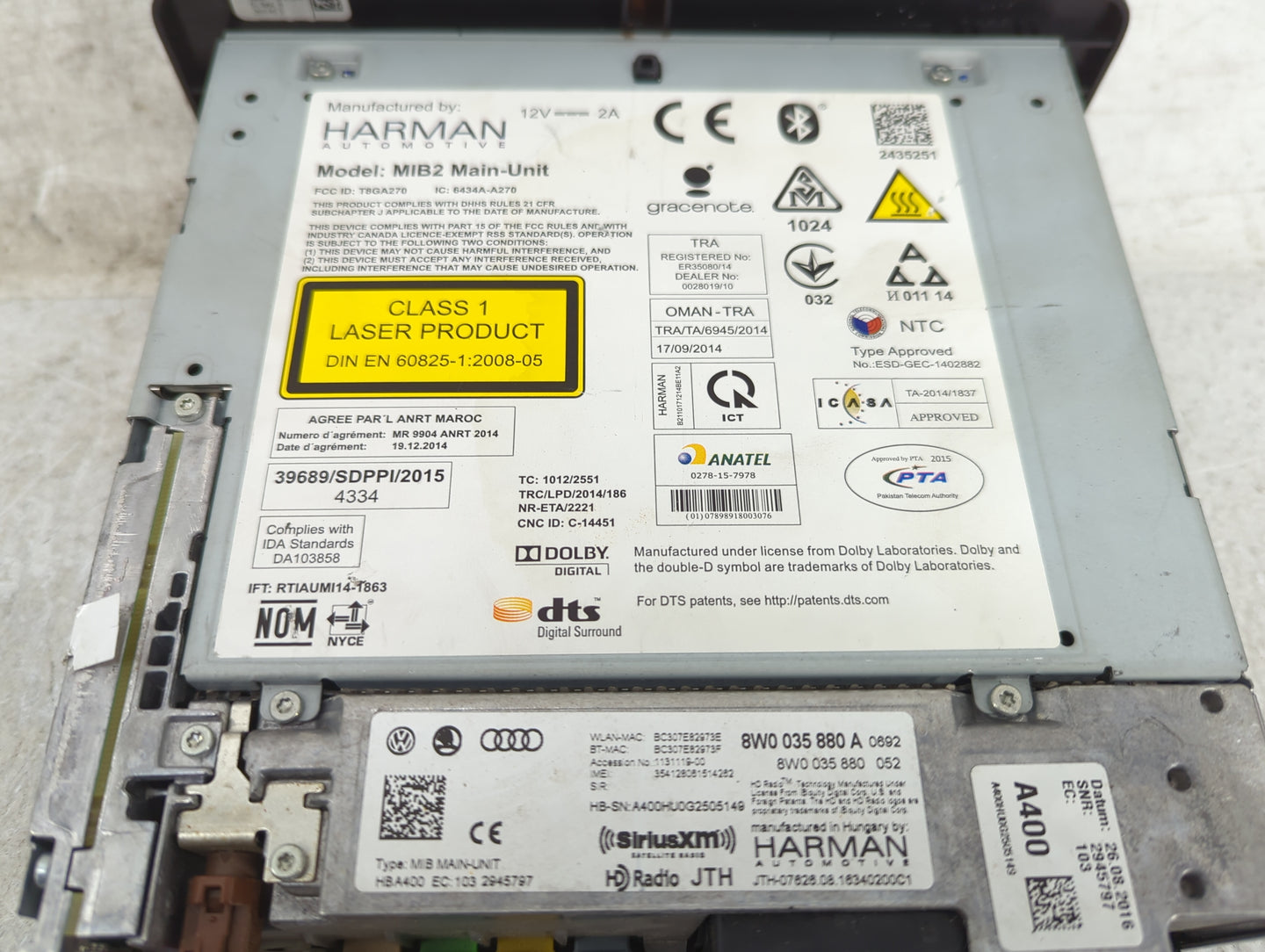 2017 Audi A4 Radio AM FM Cd Player Receiver Replacement P/N:8W0035880A 8W0035880, 6434A-A276, TBGA276 Fits OEM Used Auto Par