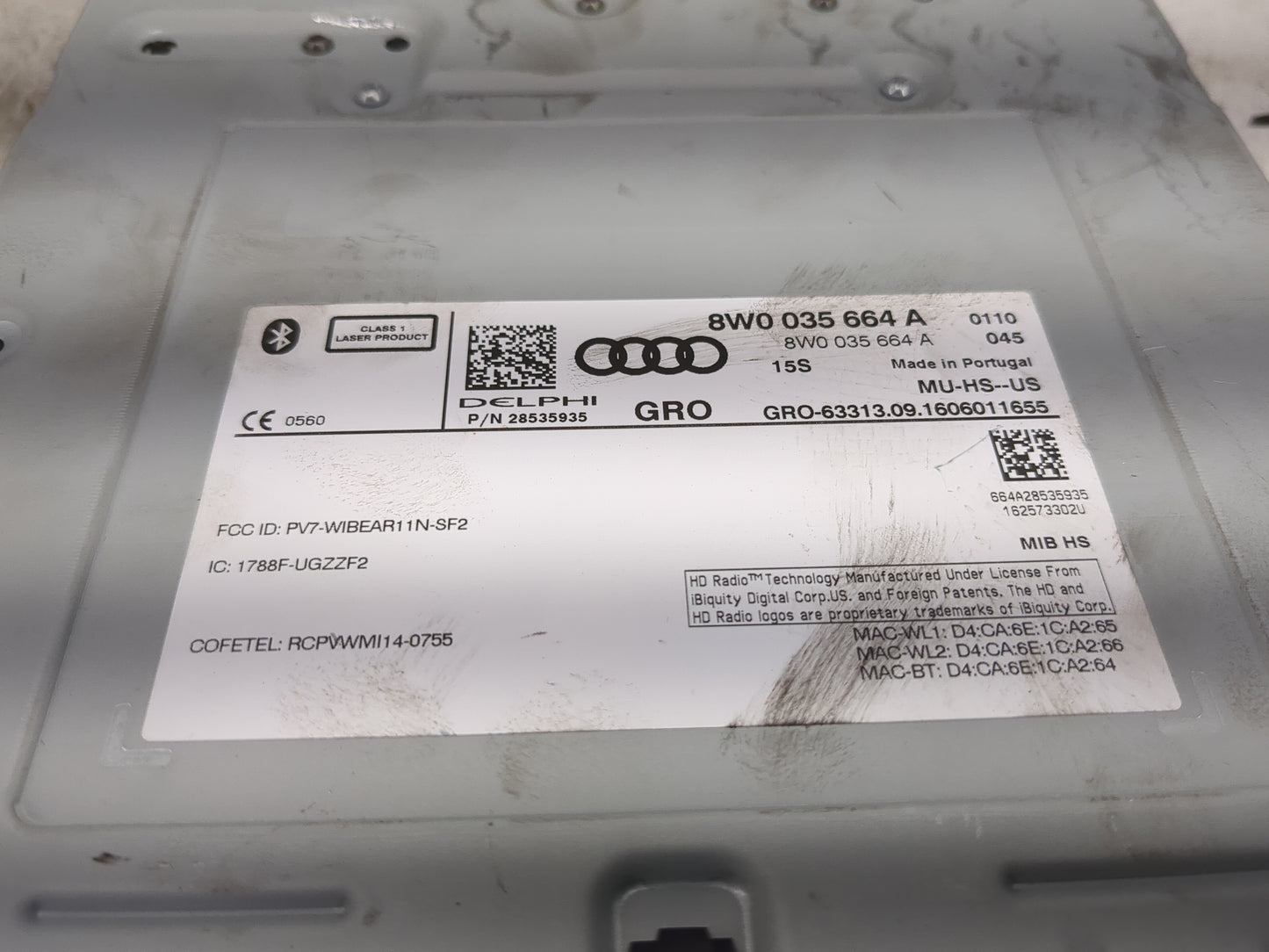 2017 Audi A4 Radio AM FM Cd Player Receiver Replacement P/N:8W0 035 664 A 8W0035652G, 8W0035652A, 28605901, XPYELLAW133 Fits