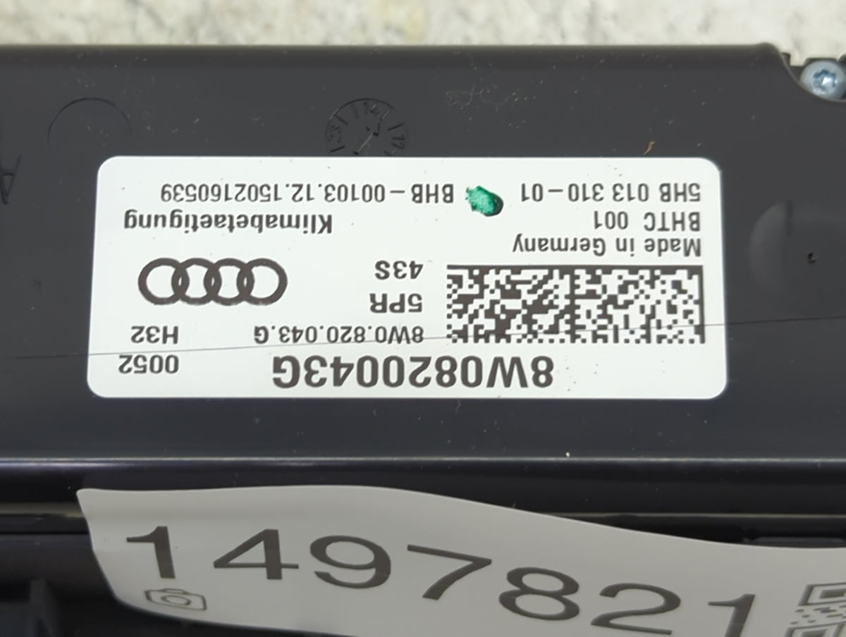 2017-2019 Audi A4 Climate Control Module Temperature AC/Heater Replacement P/N:8W0820043G 8W0.820.043.G Fits OEM Used Auto P