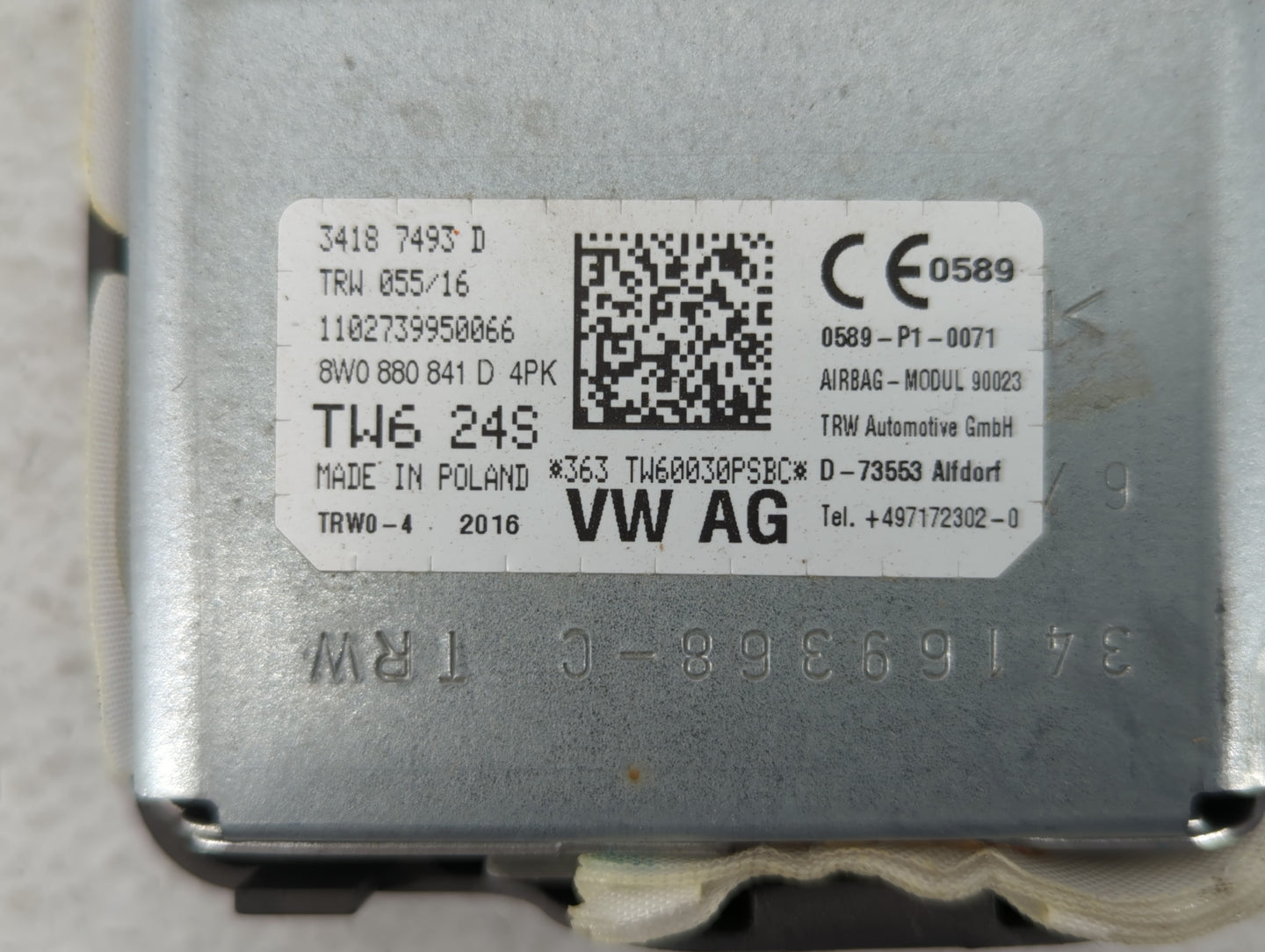 2017-2020 Audi A4 Air Bag Driver Left Knee OEM P/N:34169368-C 0589-P1-0071, 8W0 880 841 D 4PK Fits Fits 2017 2018 2019 2020 