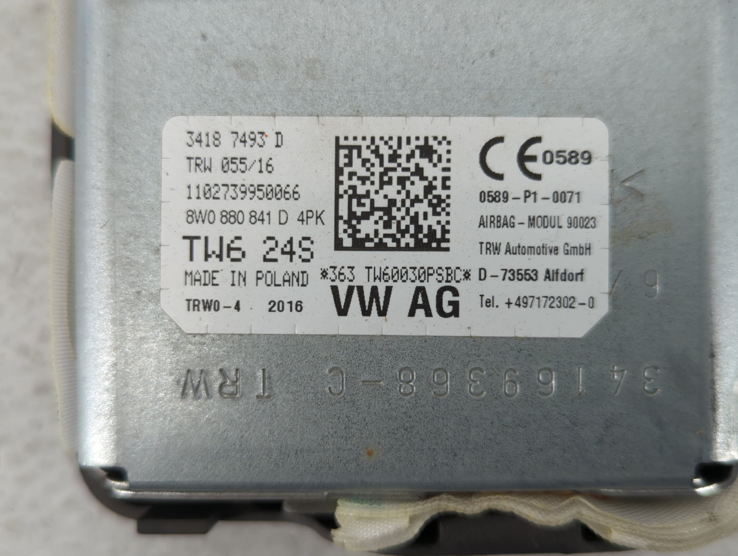 2017-2020 Audi A4 Air Bag Driver Left Knee OEM P/N:34169368-C 0589-P1-0071, 8W0 880 841 D 4PK Fits Fits 2017 2018 2019 2020 