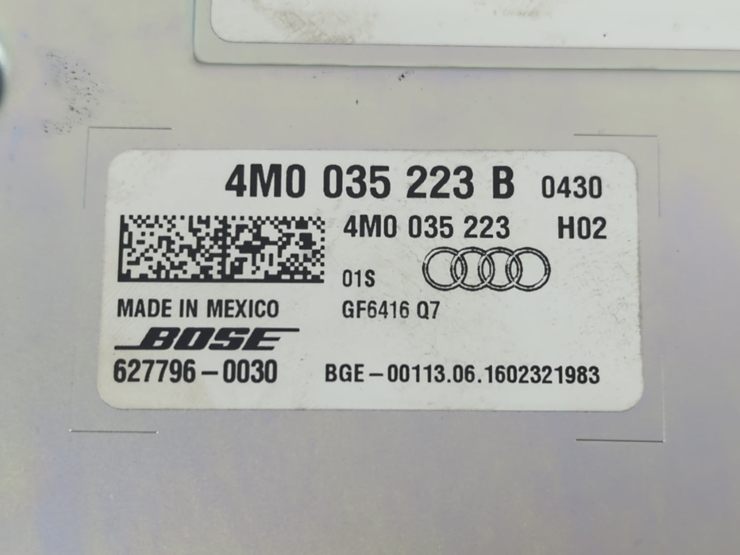 2017-2019 Audi Q7 Radio AM FM Cd Player Receiver Replacement P/N:4M0 035 223 Fits Fits 2017 2018 2019 OEM Used Auto Parts - 