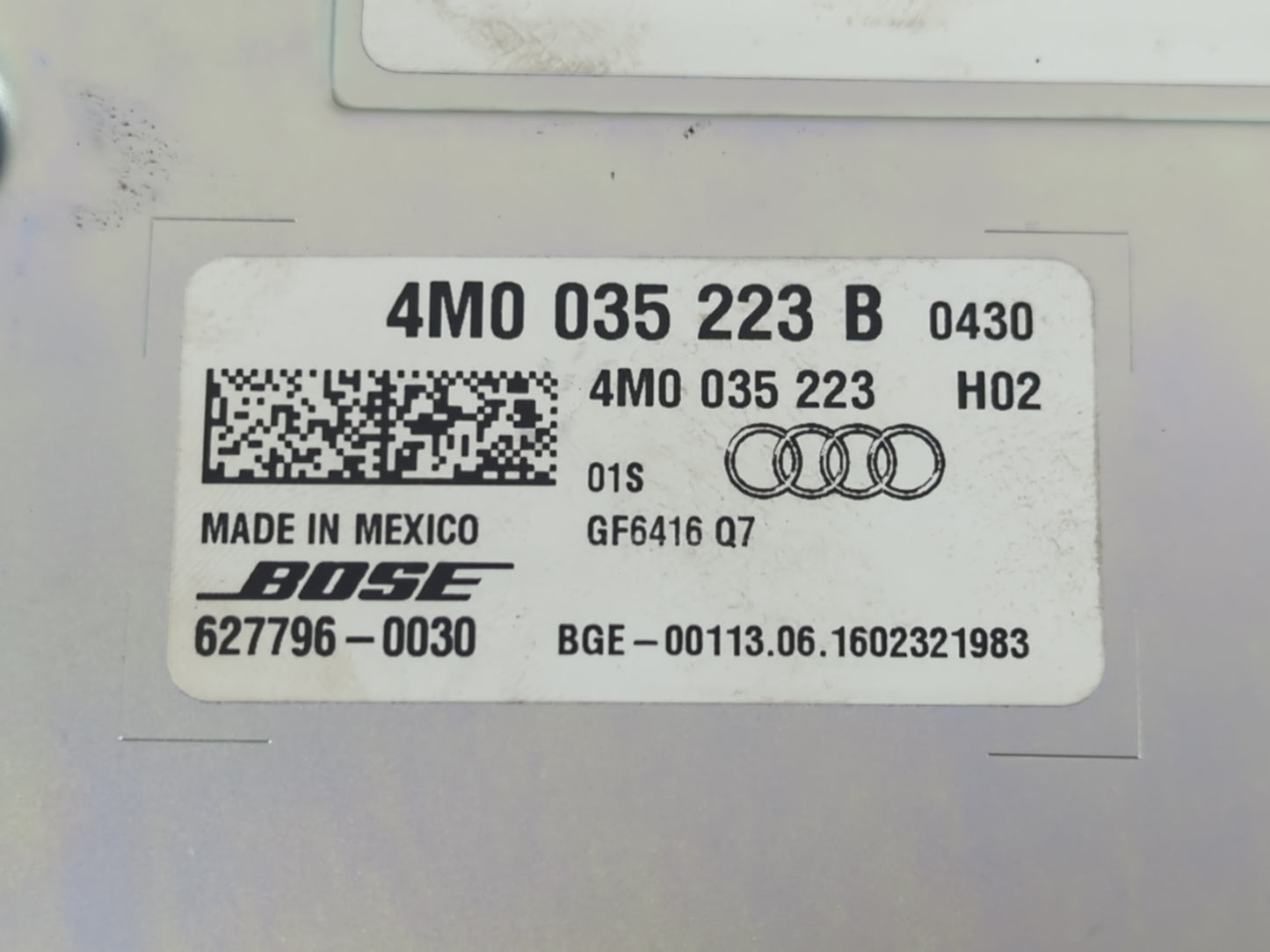 2017-2019 Audi Q7 Radio AM FM Cd Player Receiver Replacement P/N:4M0 035 223 Fits Fits 2017 2018 2019 OEM Used Auto Parts - 