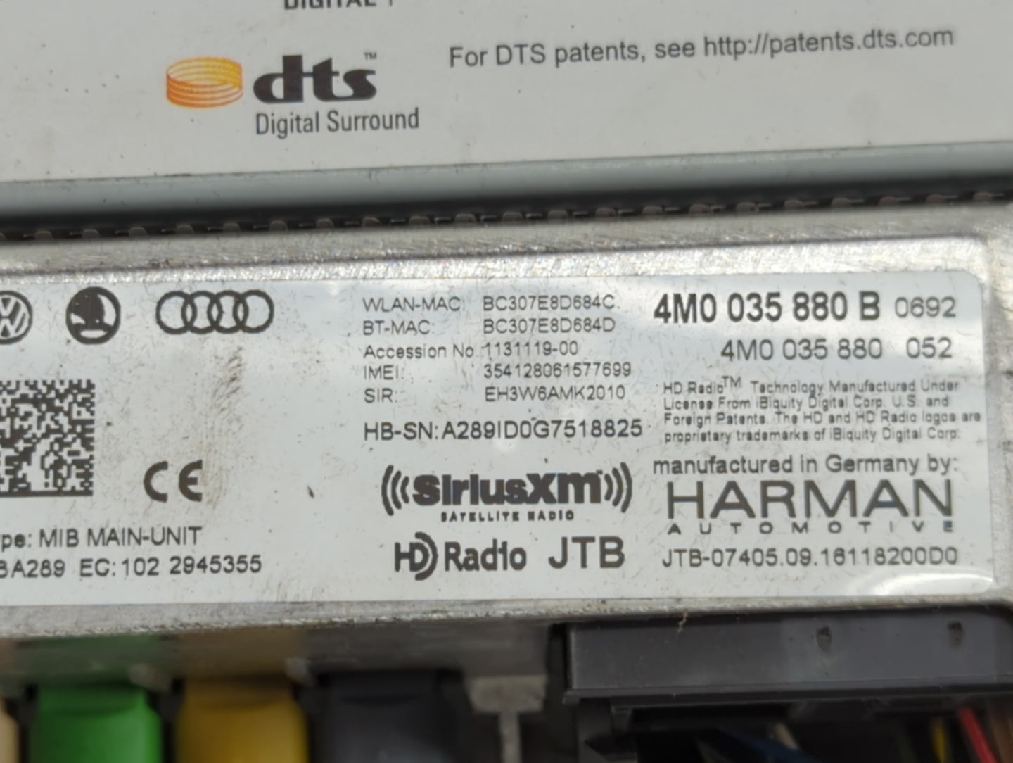 2017 Audi Q7 Radio AM FM Cd Player Receiver Replacement P/N:4M0035880C 4M0035880C0443 Fits OEM Used Auto Parts - Oemusedauto