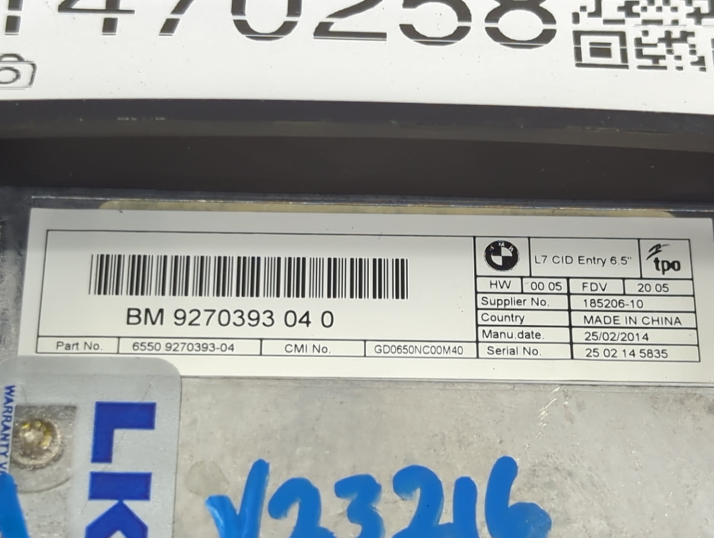 2012-2015 Bmw 328i Information Display Screen - Oemusedautoparts1.com