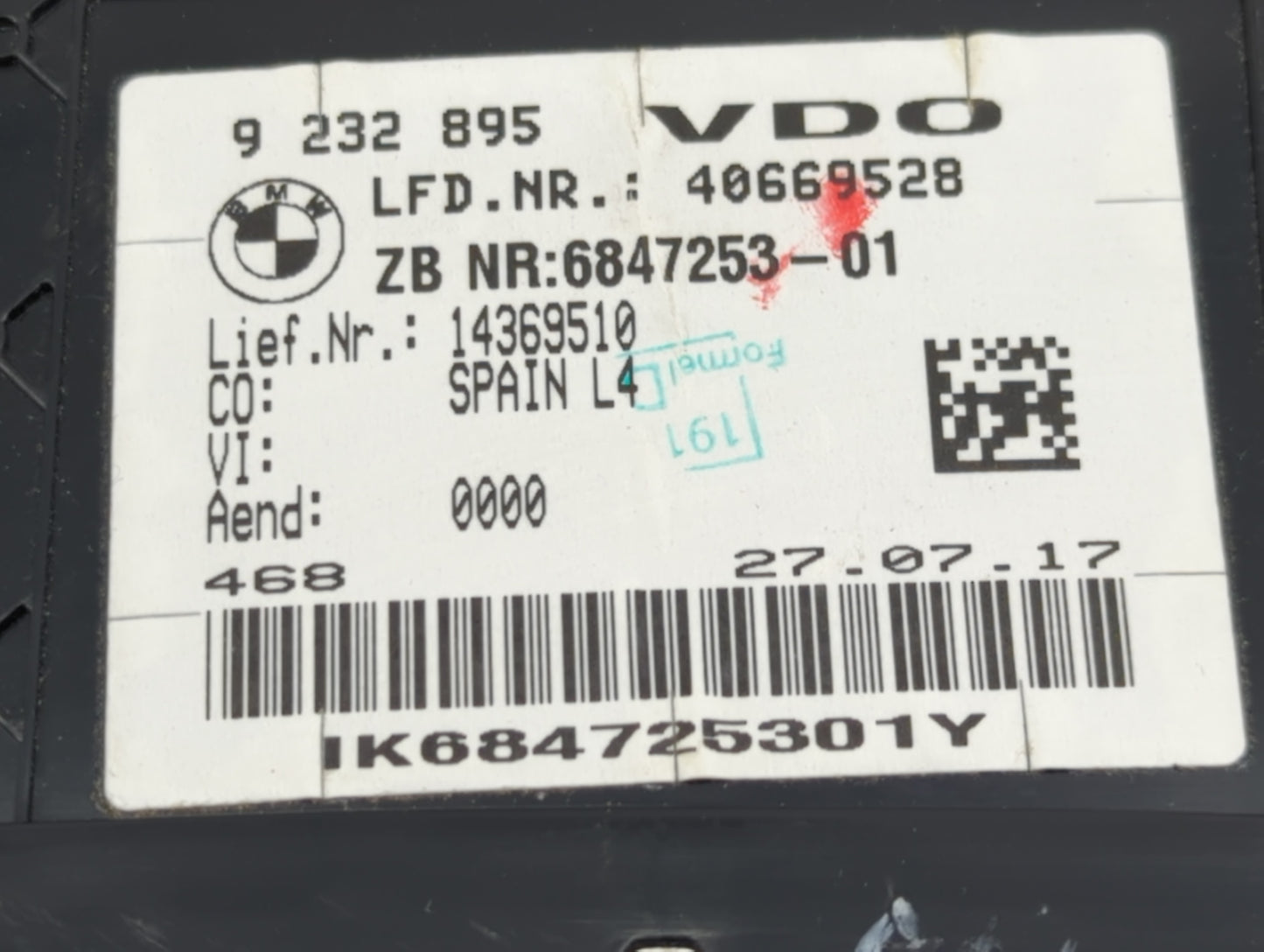 2017 Bmw 440i Instrument Cluster Speedometer Gauges P/N:9232895 6847253-01, 14369510, IK6847253O1Y Miles:9K Fits OEM Used Au