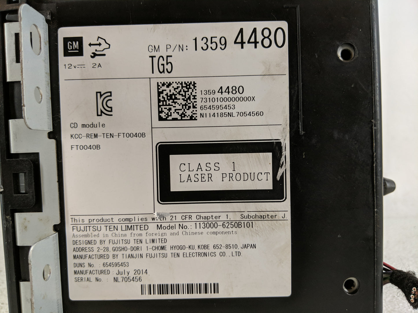 2015-2017 Buick Regal Radio AM FM Cd Player Receiver Replacement P/N:1359 4480 Fits Fits 2015 2016 2017 2018 2019 2020 OEM U