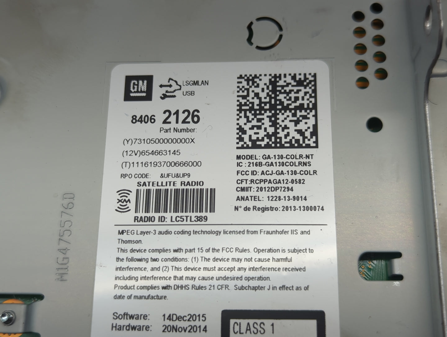 2017 Buick Verano Radio AM FM Cd Player Receiver Replacement P/N:84062126 GA-130-COLR-NT, 216B-GA130COLRNS Fits Fits 2016 OE