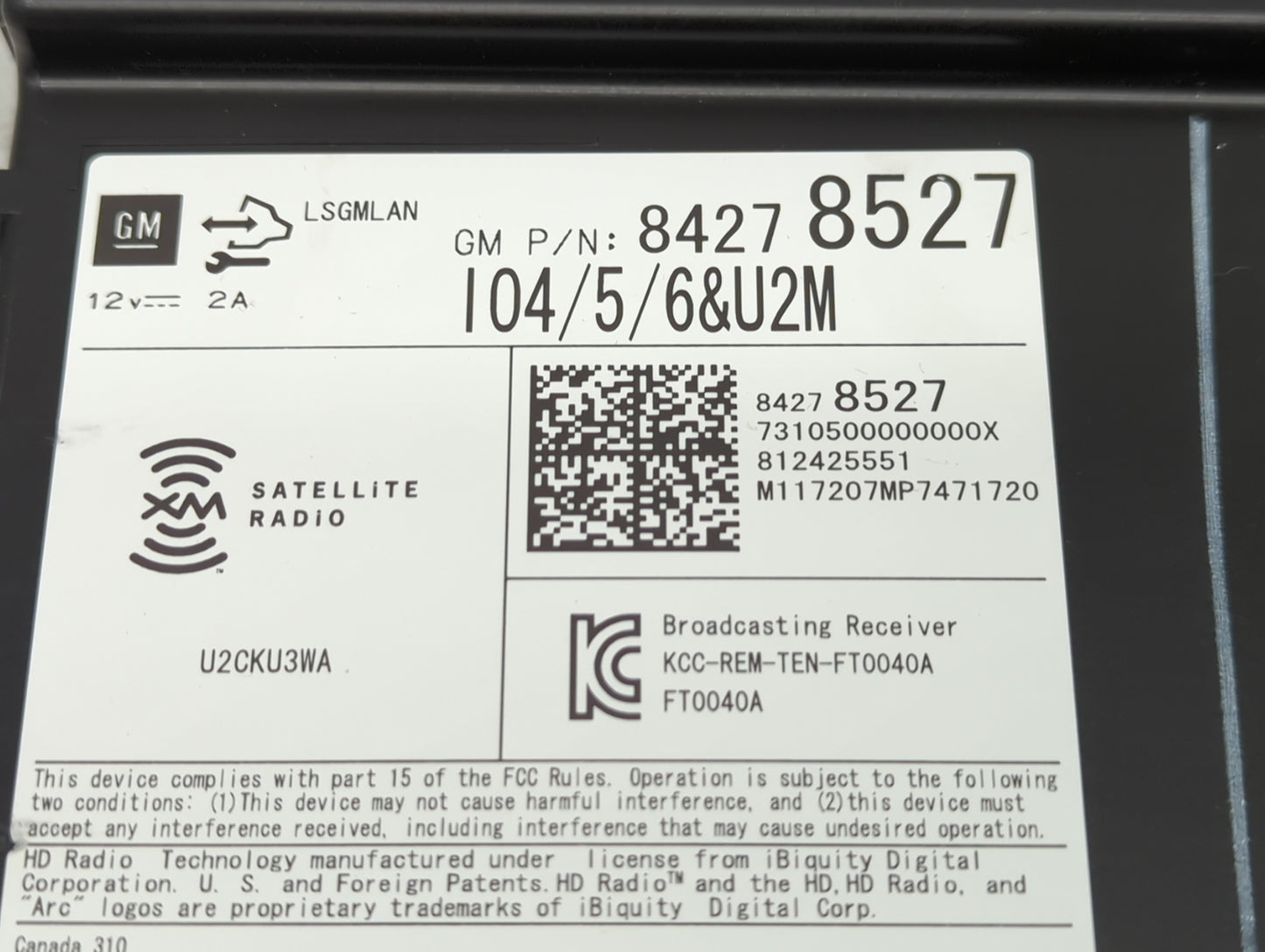 2017 Cadillac Escalade Radio AM FM Cd Player Receiver Replacement P/N:84278527 Fits Fits 2018 2019 OEM Used Auto Parts - Oem