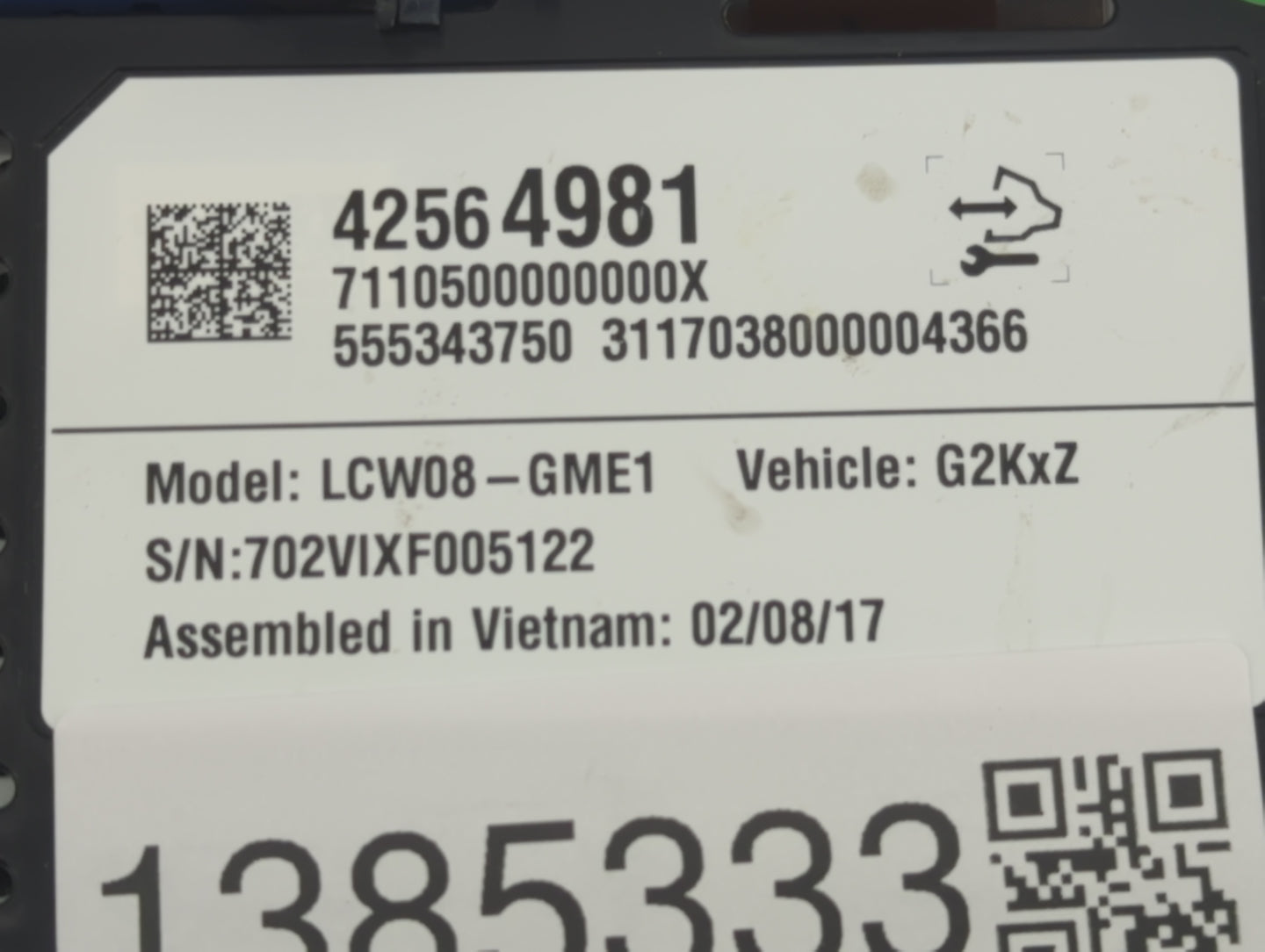 2017 Chevrolet Bolt Ev Instrument Cluster Speedometer Gauges P/N:42564981 Fits OEM Used Auto Parts - Oemusedautoparts1.com