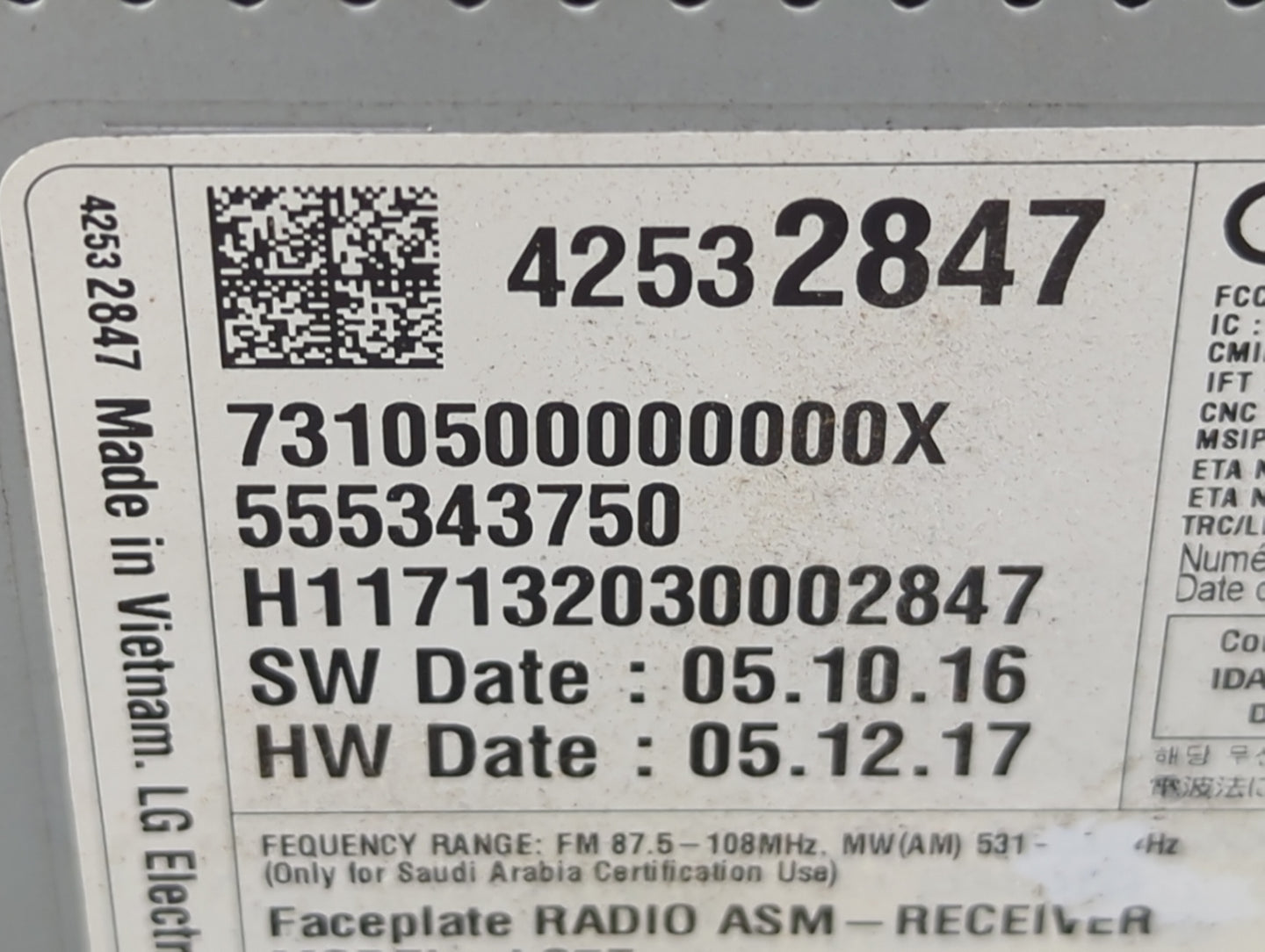 2017 Chevrolet Cruze Radio AM FM Cd Player Receiver Replacement P/N:42532847 73105000000X, 555343750, H117132030002847 Fits 