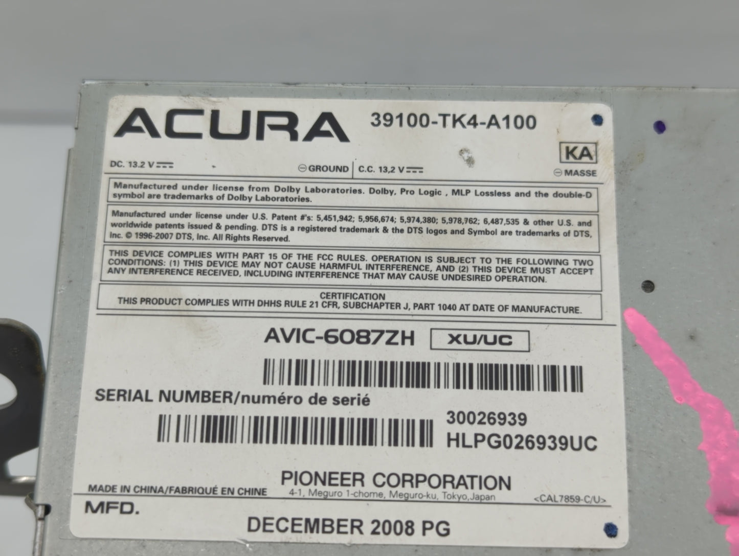 2017 Chevrolet Cruze Radio AM FM Cd Player Receiver Replacement P/N:39100-TK4-A100 Fits OEM Used Auto Parts - Oemusedautopar