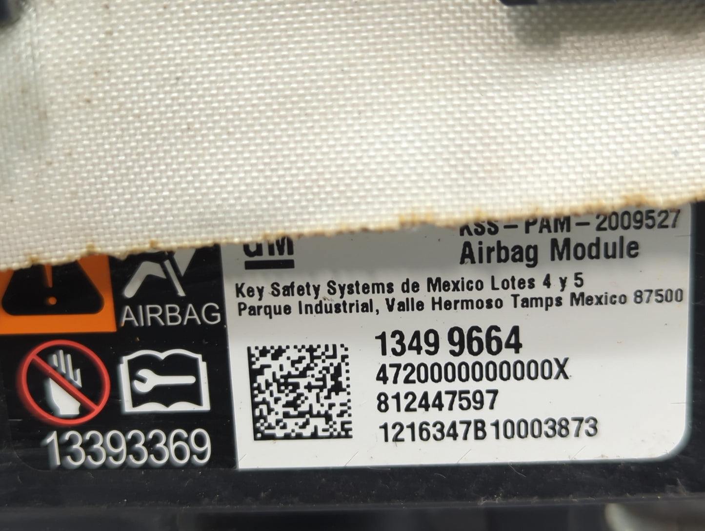 2016-2019 Chevrolet Cruze Air Bag Passenger Right Dashboard Oem - Oemusedautoparts1.com