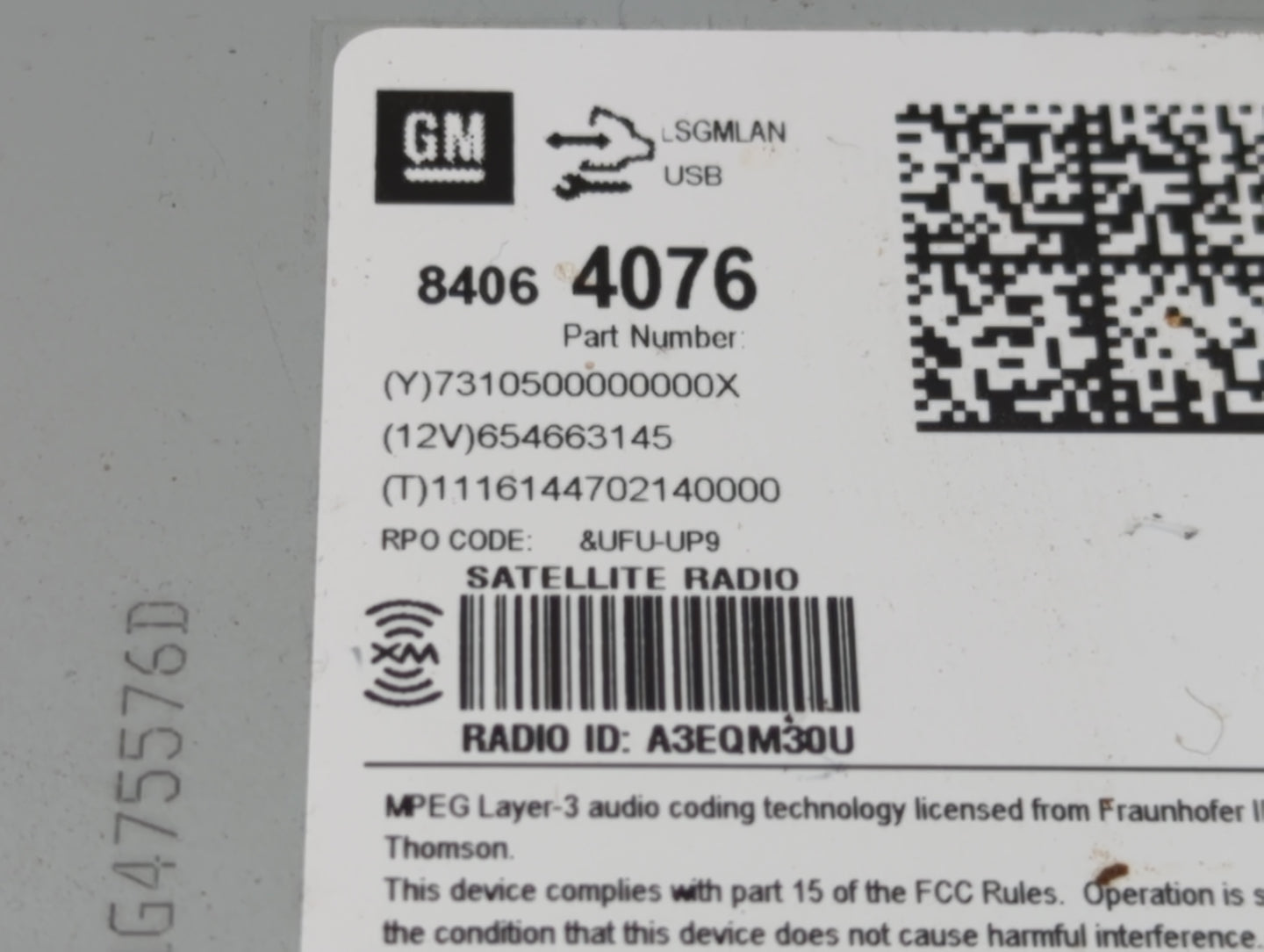 2016-2017 Chevrolet Equinox Radio AM FM Cd Player Receiver Replacement P/N:84064076 Fits Fits 2016 2017 OEM Used Auto Parts 