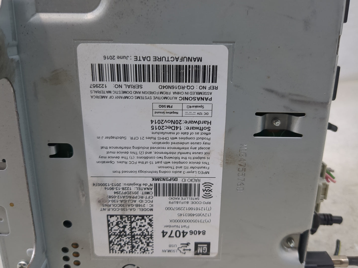 2016-2017 Chevrolet Equinox Radio AM FM Cd Player Receiver Replacement P/N:CQ-RG16N04D 84064074 Fits Fits 2016 2017 OEM Used
