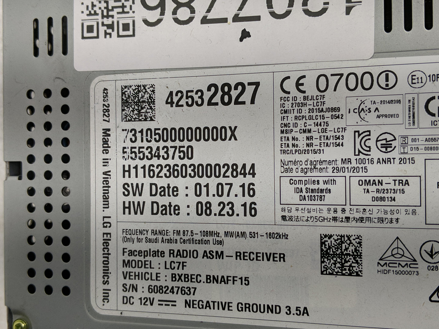 2017-2018 Chevrolet Malibu Radio AM FM Cd Player Receiver Replacement P/N:555343750 42532827 Fits Fits 2017 2018 2019 2020 2