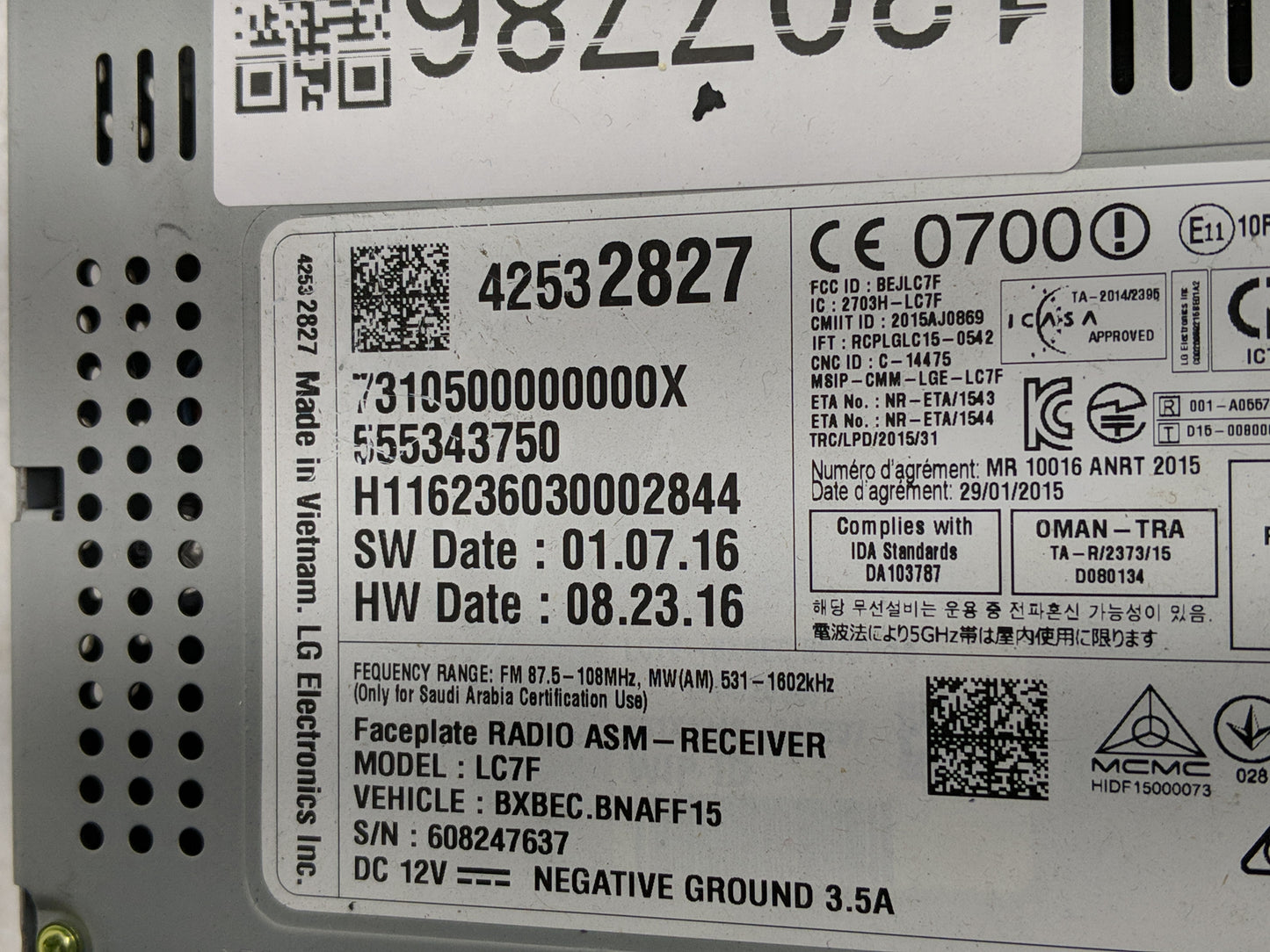 2017-2018 Chevrolet Malibu Radio AM FM Cd Player Receiver Replacement P/N:555343750 42532827 Fits Fits 2017 2018 2019 2020 2