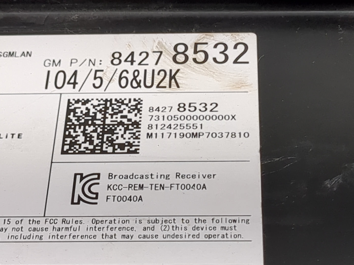 2017 Chevrolet Malibu Radio AM FM Cd Player Receiver Replacement P/N:84278532 TT1000-6841A101, FT0040A, KCC-REM-TEN-FT0040A 