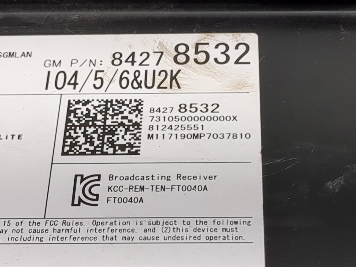 2017 Chevrolet Malibu Radio AM FM Cd Player Receiver Replacement P/N:84278532 TT1000-6841A101, FT0040A, KCC-REM-TEN-FT0040A 