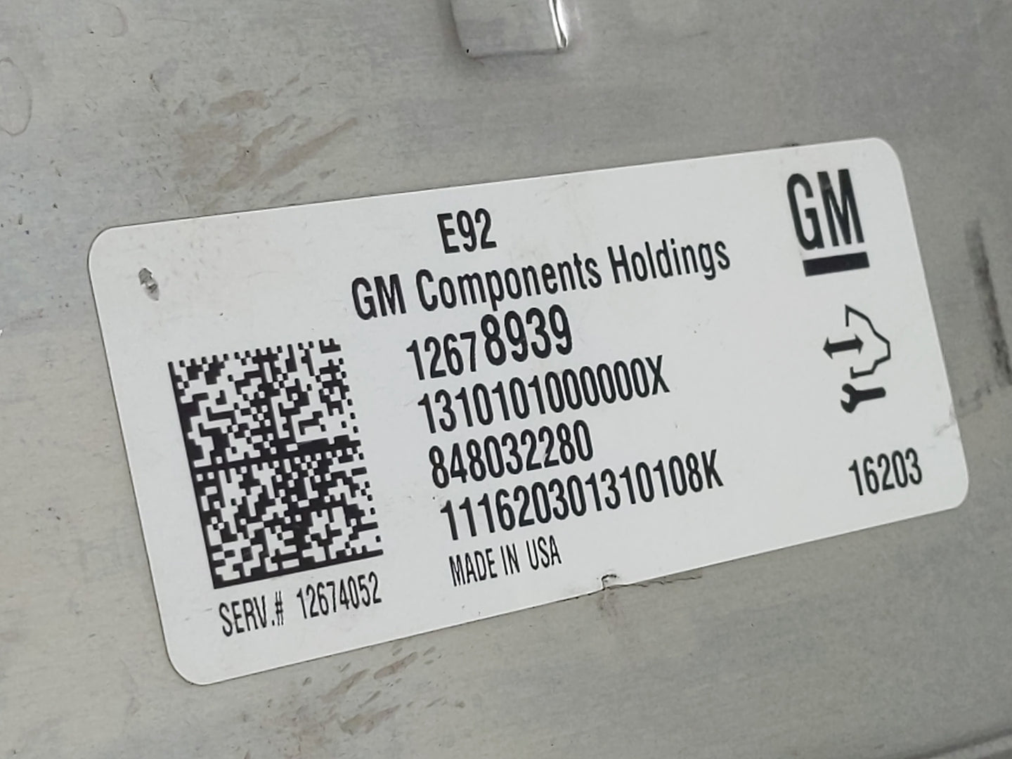 2016-2018 Chevrolet Silverado 1500 PCM Engine Control Computer ECU ECM PCU OEM P/N:12678939 12674052 Fits Fits 2016 2017 201