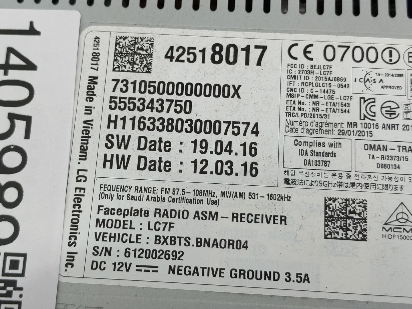 2017 Chevrolet Sonic Radio AM FM Cd Player Receiver Replacement P/N:42518017 Fits OEM Used Auto Parts - Oemusedautoparts1.co