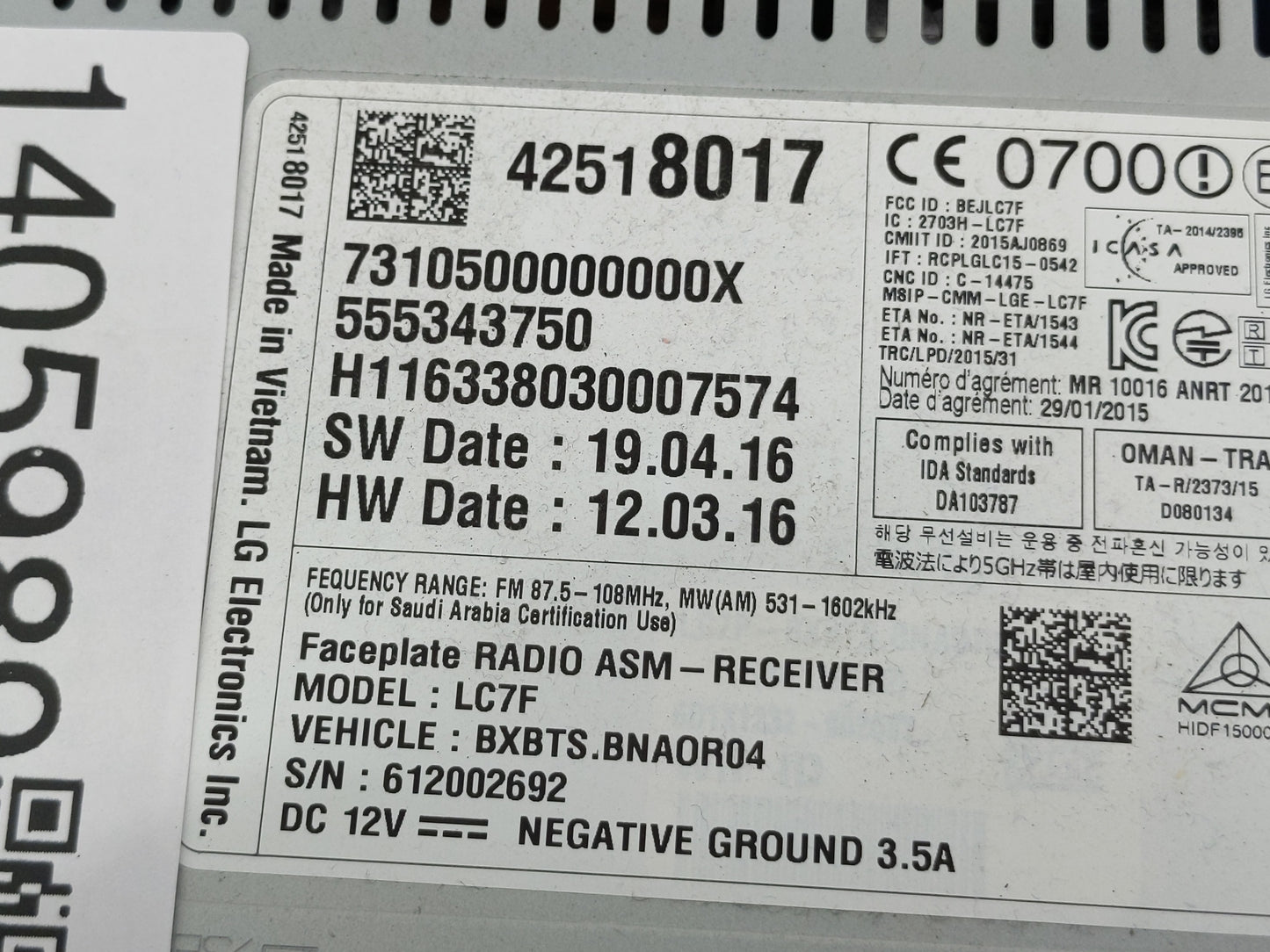 2017 Chevrolet Sonic Radio AM FM Cd Player Receiver Replacement P/N:42518017 Fits OEM Used Auto Parts - Oemusedautoparts1.co