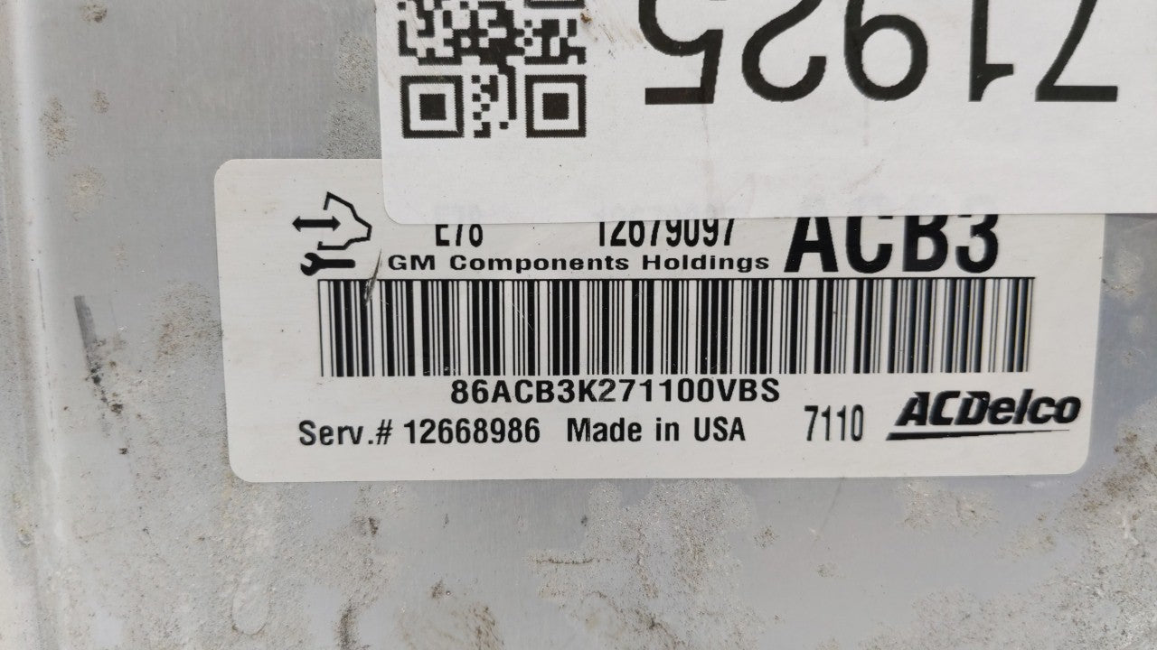 2017-2018 Chevrolet Sonic PCM Engine Control Computer ECU ECM PCU OEM P/N:12679097 12670309, 12695536 Fits Fits 2017 2018 20
