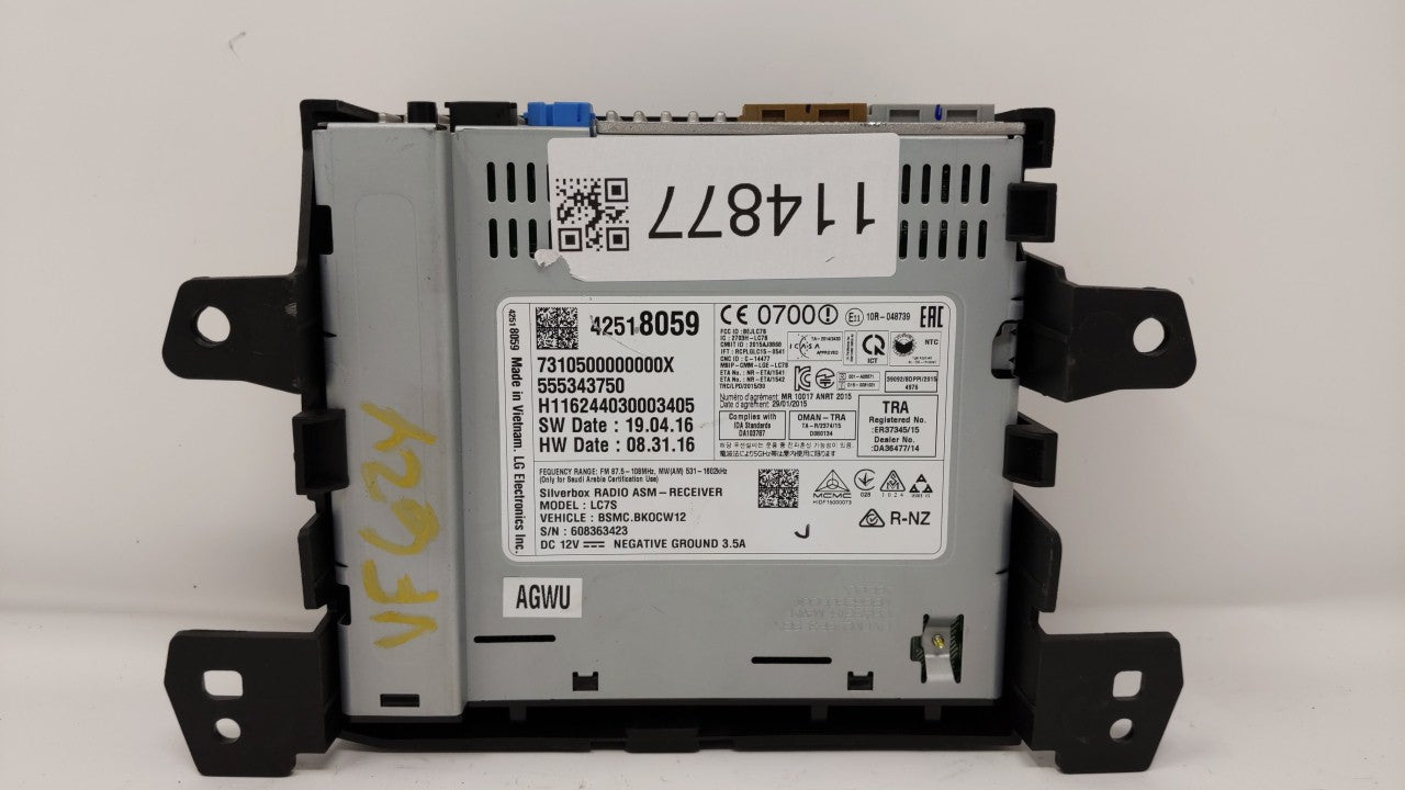 2017 Chevrolet Spark Radio AM FM Cd Player Receiver Replacement P/N:42518059 Fits Fits 2018 OEM Used Auto Parts - Oemusedaut