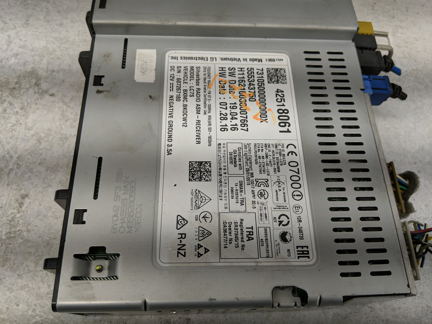 2017 Chevrolet Spark Radio AM FM Cd Player Receiver Replacement P/N:84278545 Fits Fits 2018 2019 OEM Used Auto Parts - Oemus