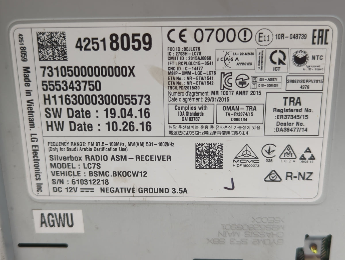 2017-2017 Chevrolet Spark Am Fm Cd Player Radio Receiver 521722 - Oemusedautoparts1.com