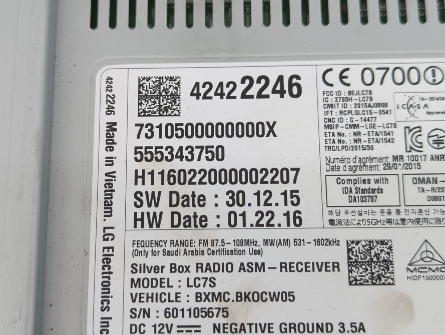 2016-2019 Chevrolet Spark Radio AM FM Cd Player Receiver Replacement P/N:42342512 Fits Fits 2016 2017 2018 2019 OEM Used Aut