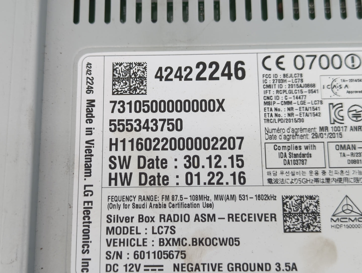 2016-2019 Chevrolet Spark Radio AM FM Cd Player Receiver Replacement P/N:42342512 Fits Fits 2016 2017 2018 2019 OEM Used Aut