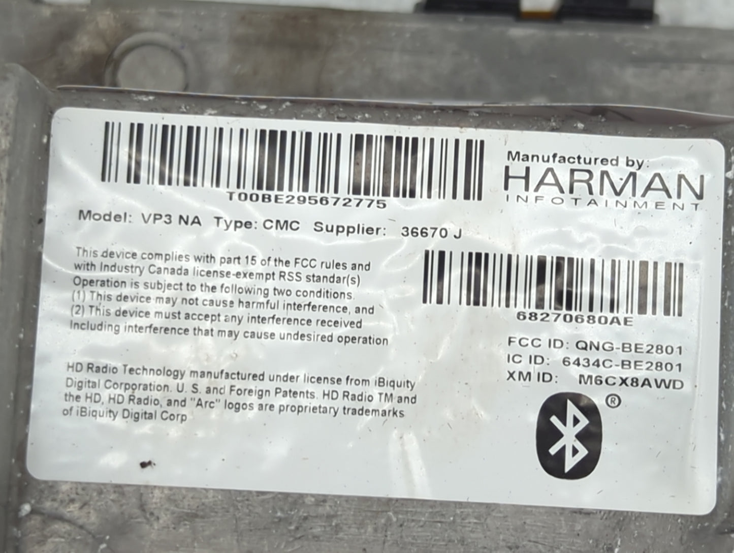 2017 Chrysler 200 Radio AM FM Cd Player Receiver Replacement P/N:68270680AE QNG-BE2801, 6434C-BE2801, M6CX8AWD Fits OEM Used