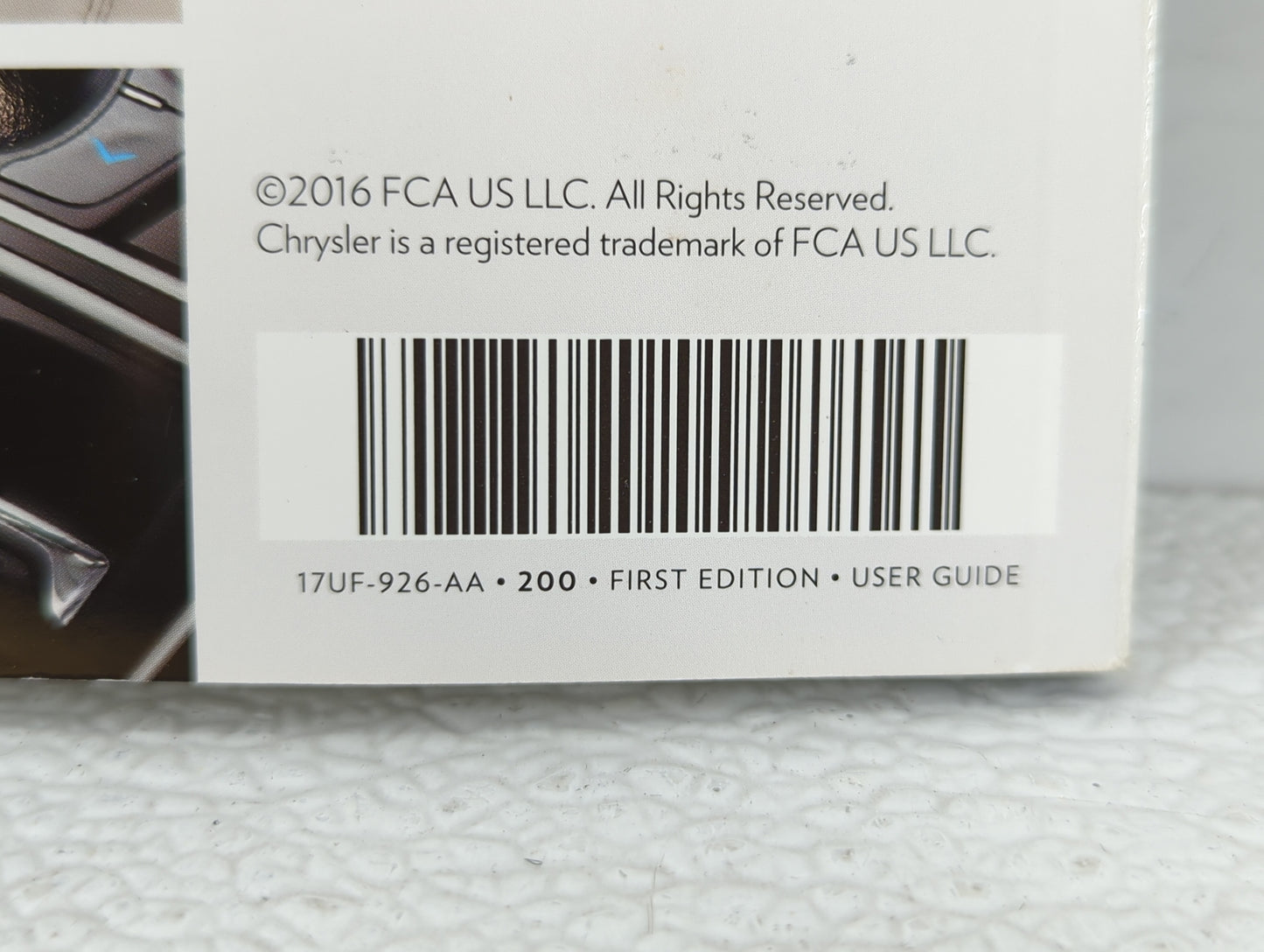 2017 Chrysler 200 Owners Manual Book Guide OEM Used Auto Parts - Oemusedautoparts1.com