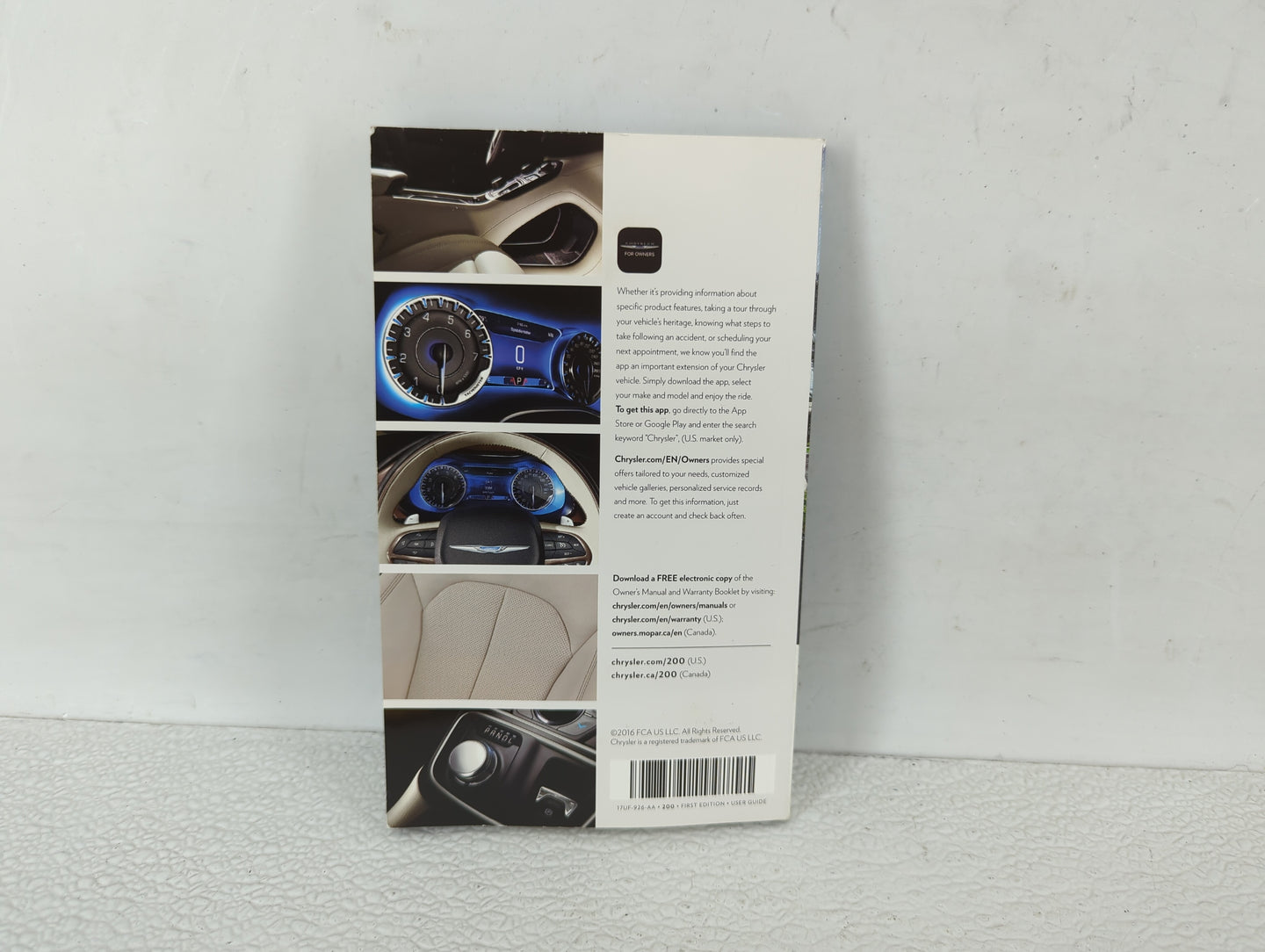2017 Chrysler 200 Owners Manual Book Guide OEM Used Auto Parts - Oemusedautoparts1.com