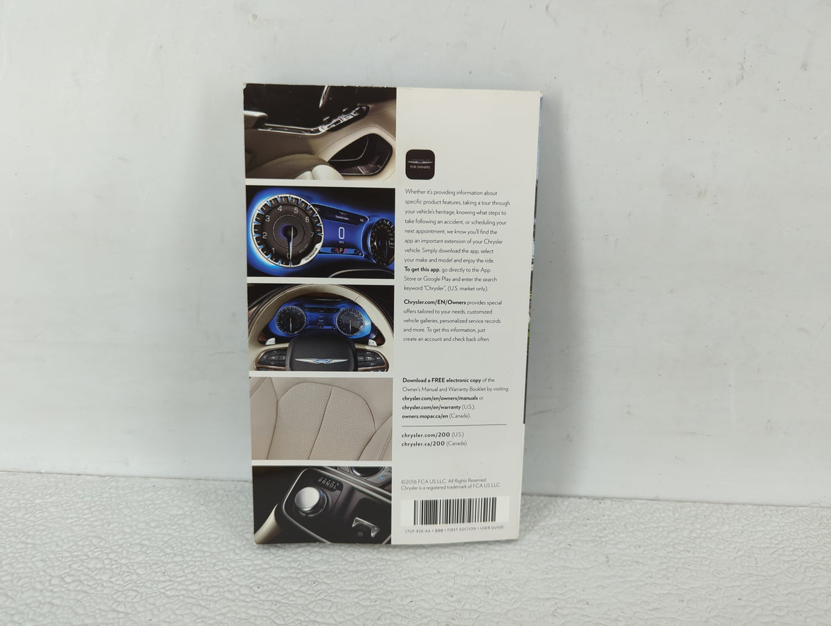2017 Chrysler 200 Owners Manual Book Guide OEM Used Auto Parts - Oemusedautoparts1.com