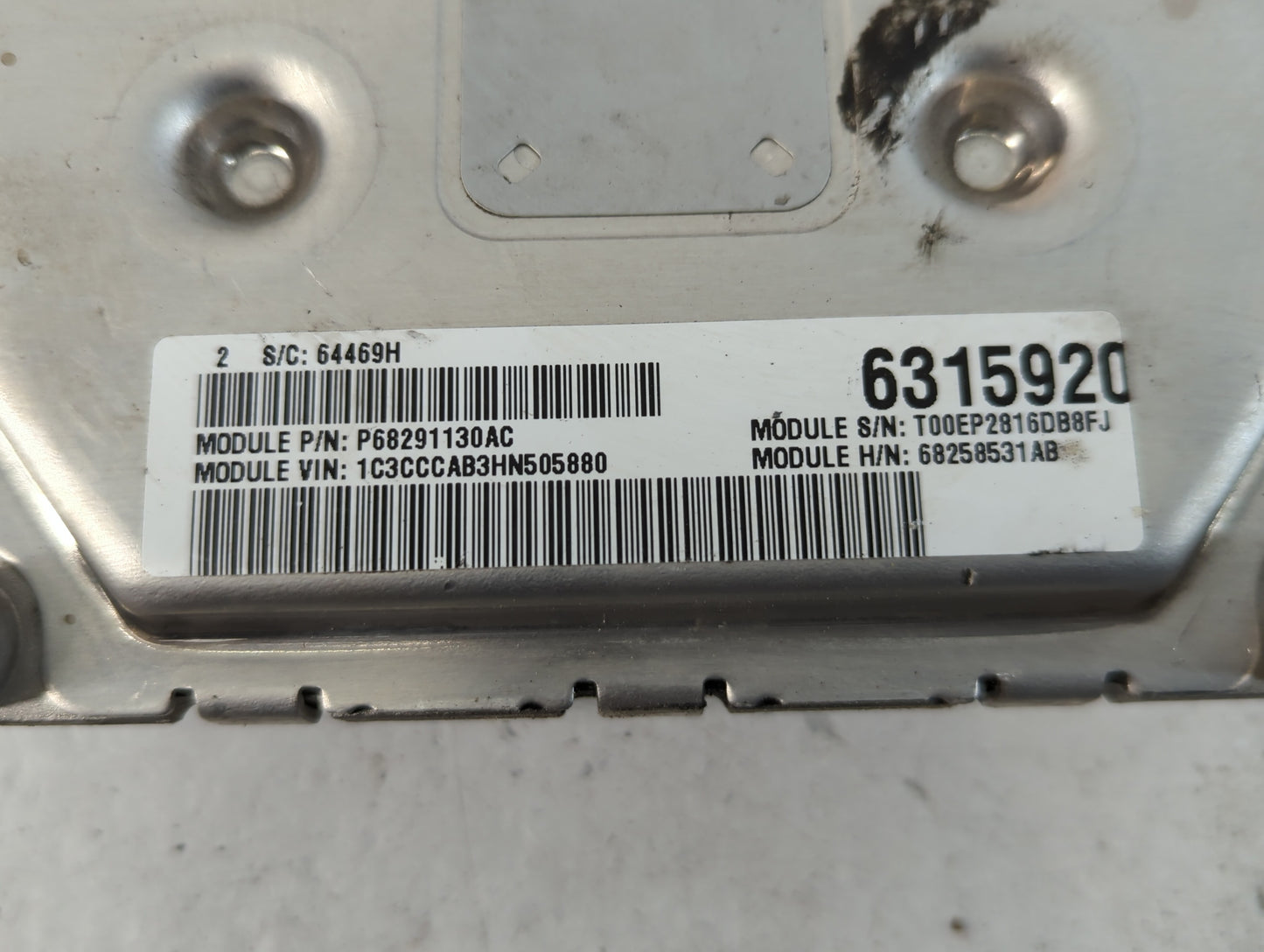 2016-2017 Chrysler 200 PCM Engine Control Computer ECU ECM PCU OEM P/N:P68291130AC P68258531AB Fits Fits 2016 2017 OEM Used 